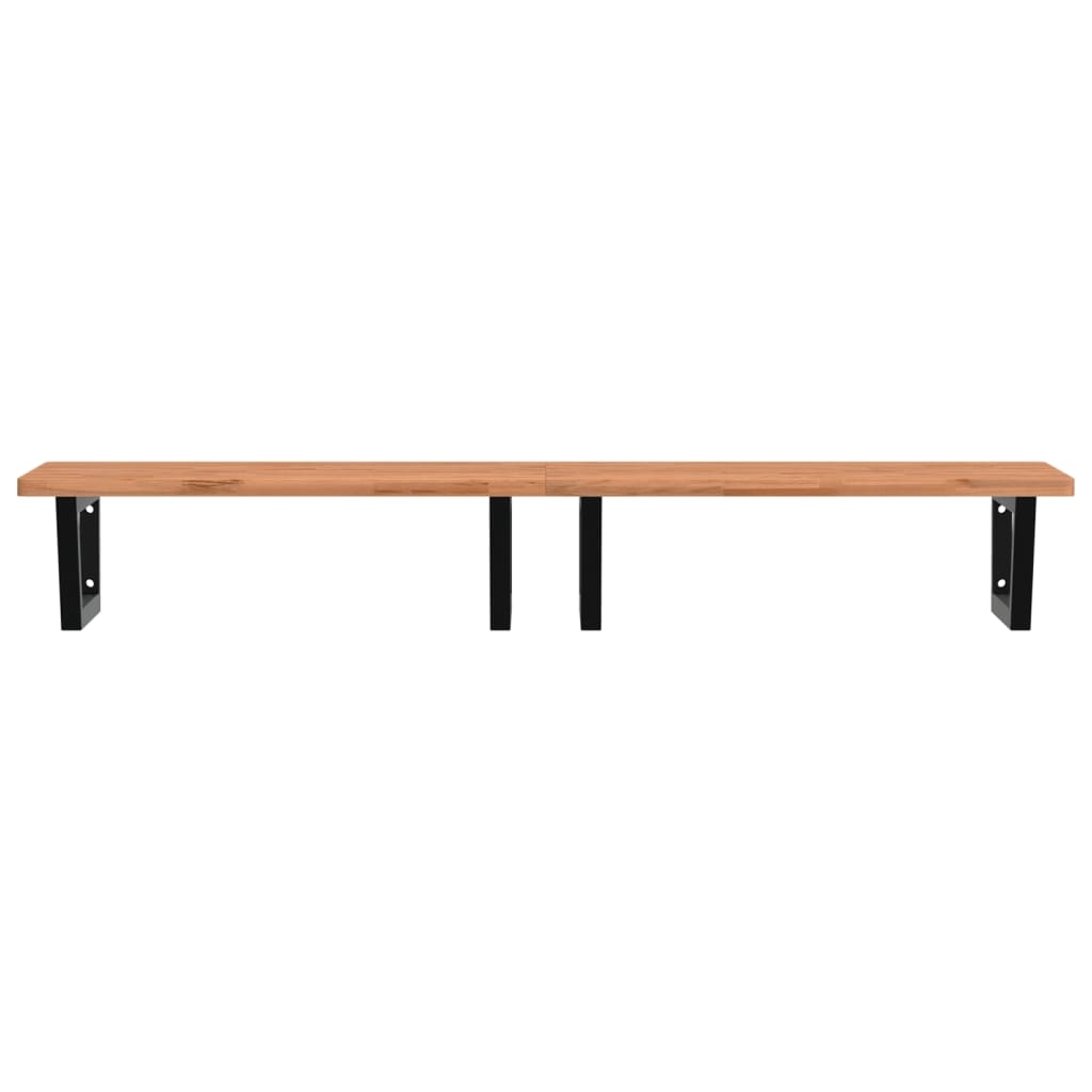 Badkamer Wandschap Staal En Massief Beukenhout 1 150 x 55 x 2.5 cm Zwart