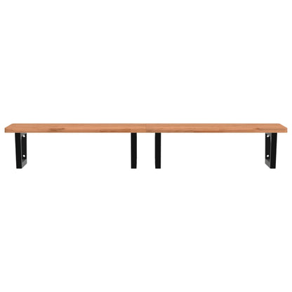 Badkamer Wandschap Staal En Massief Beukenhout 1 150 x 55 x 2.5 cm Zwart