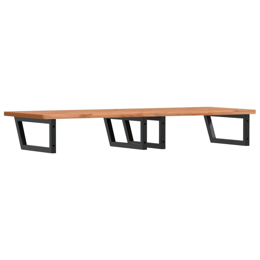Badkamer Wandschap Staal En Massief Beukenhout 1 150 x 55 x 2.5 cm Zwart