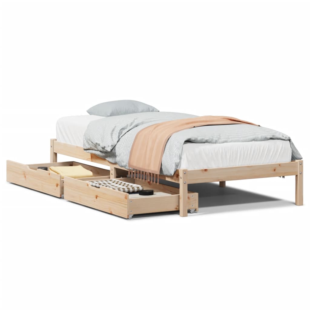 Bedframe zonder matras massief grenenhout 75x190 cm