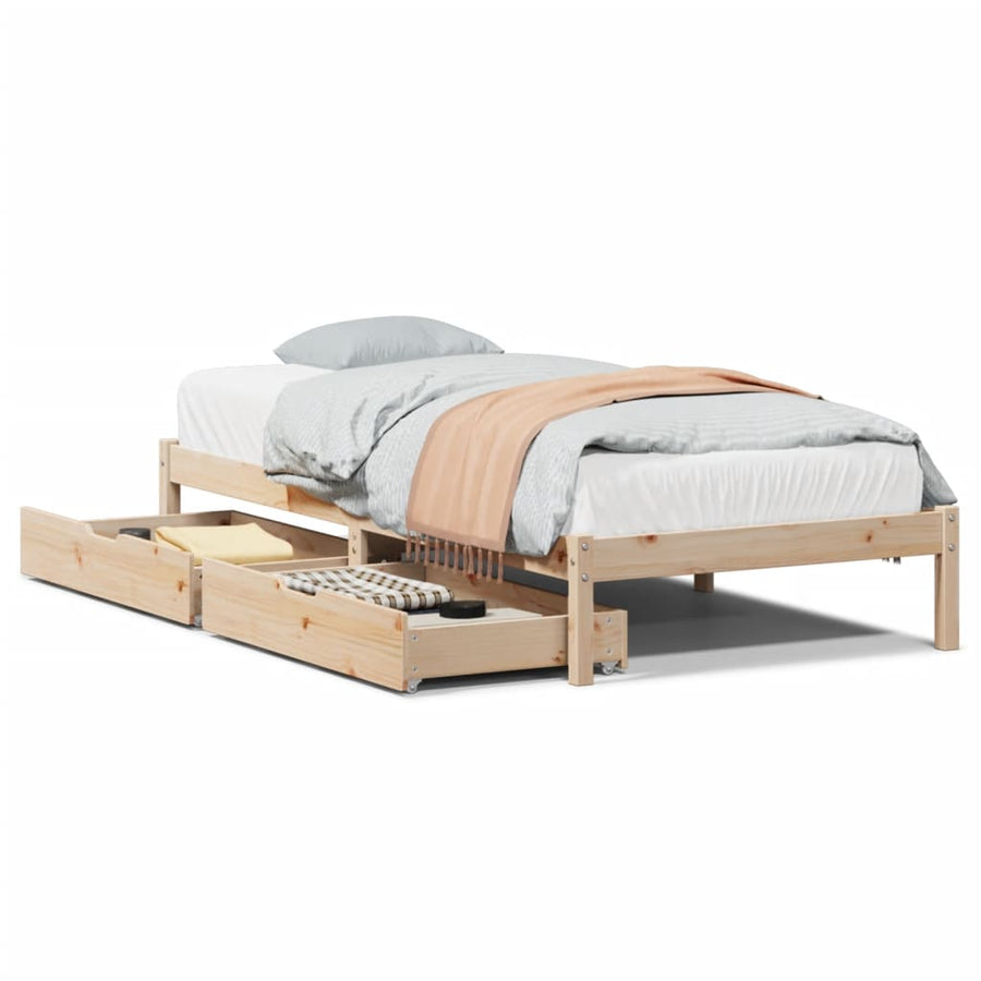 Bedframe zonder matras massief grenenhout 75x190 cm