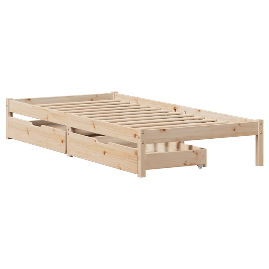 Bedframe zonder matras massief grenenhout 75x190 cm