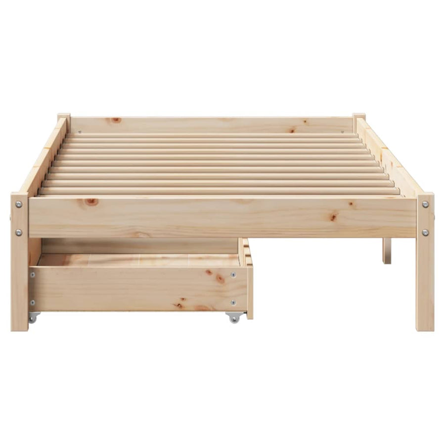 Bedframe zonder matras massief grenenhout 75x190 cm