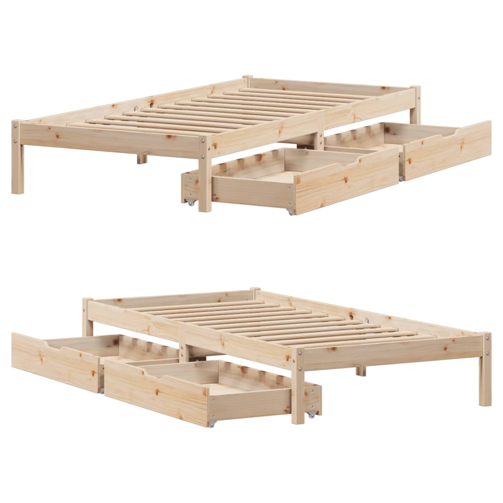 Bedframe zonder matras massief grenenhout 75x190 cm