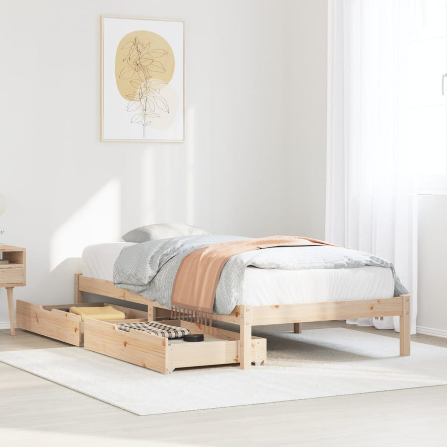 Bedframe zonder matras massief grenenhout 75x190 cm