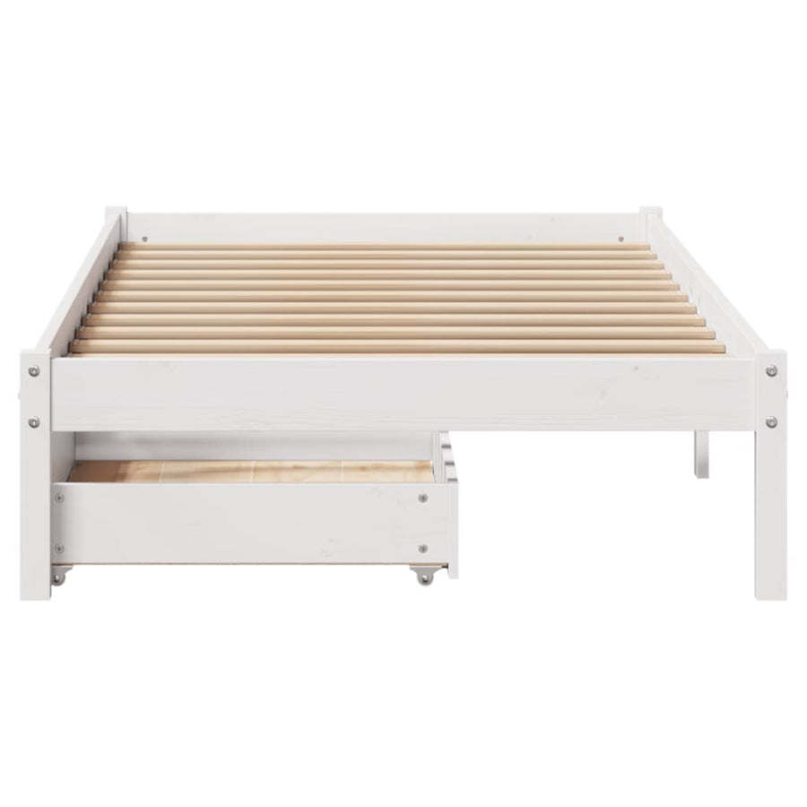 Bedframe zonder matras massief grenenhout wit 75x190 cm