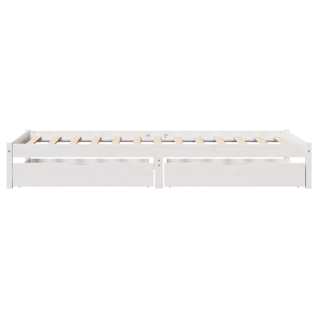 Bedframe zonder matras massief grenenhout wit 75x190 cm