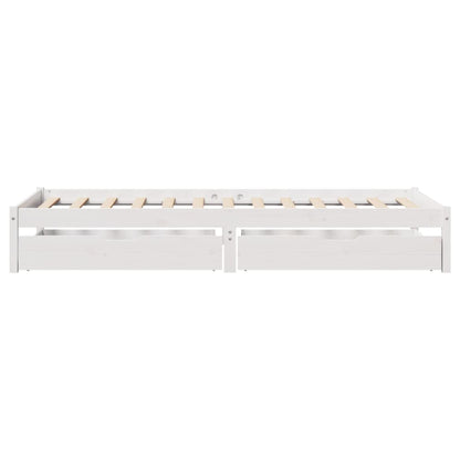 Bedframe zonder matras massief grenenhout wit 75x190 cm