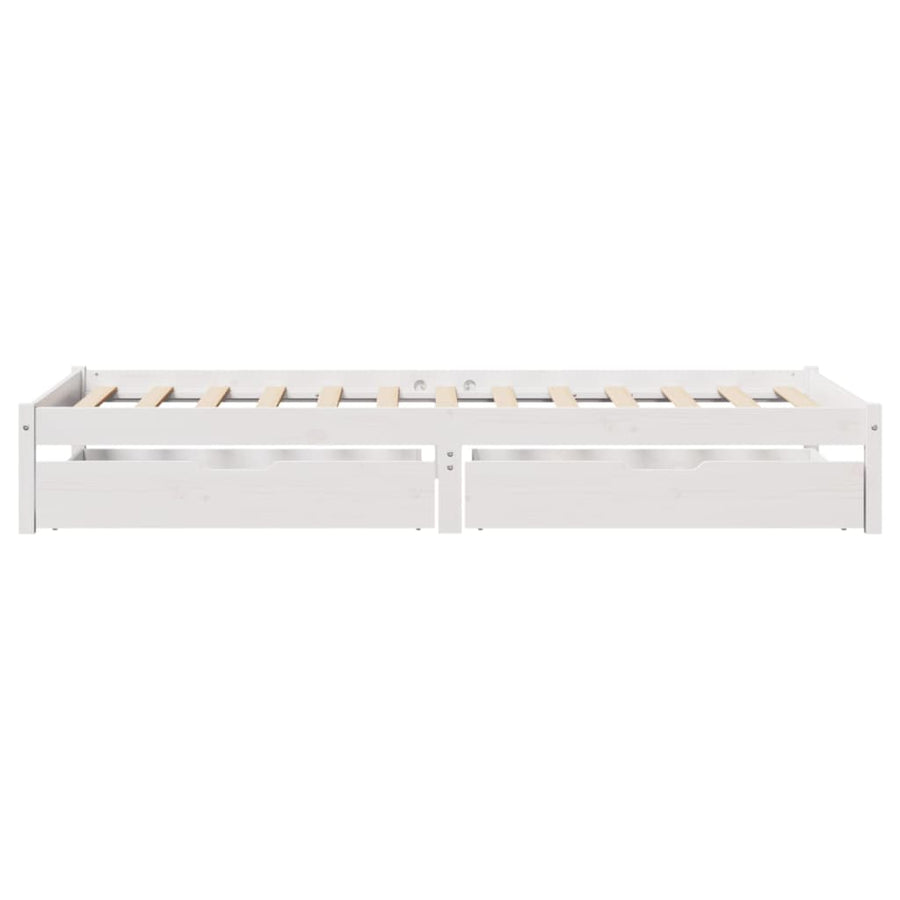 Bedframe zonder matras massief grenenhout wit 75x190 cm