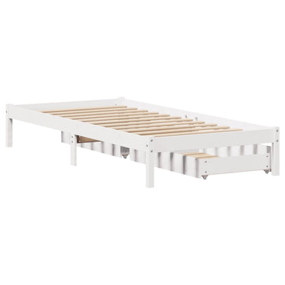 Bedframe zonder matras massief grenenhout wit 75x190 cm
