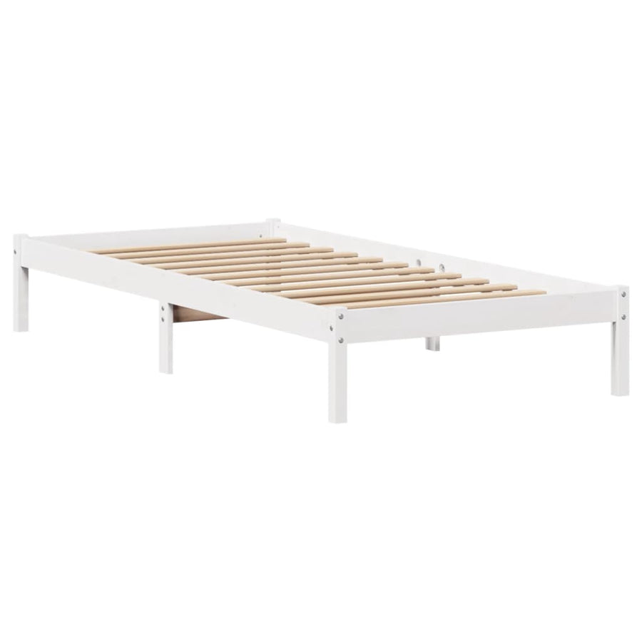 Bedframe zonder matras massief grenenhout wit 75x190 cm