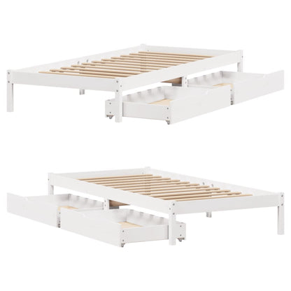 Bedframe zonder matras massief grenenhout wit 75x190 cm