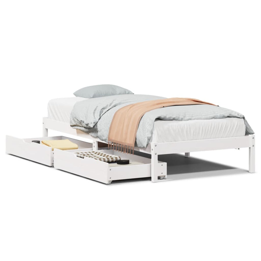 Bedframe zonder matras massief grenenhout wit 90x190 cm