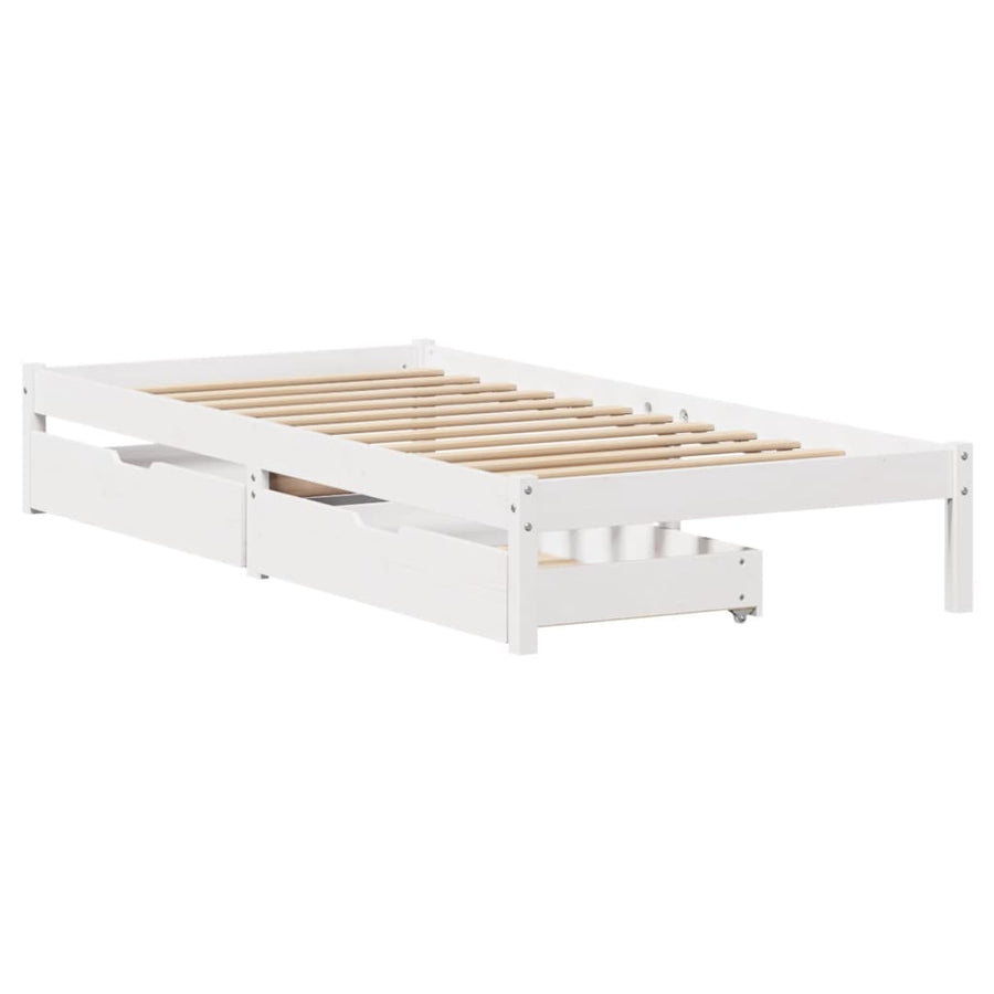 Bedframe zonder matras massief grenenhout wit 90x190 cm