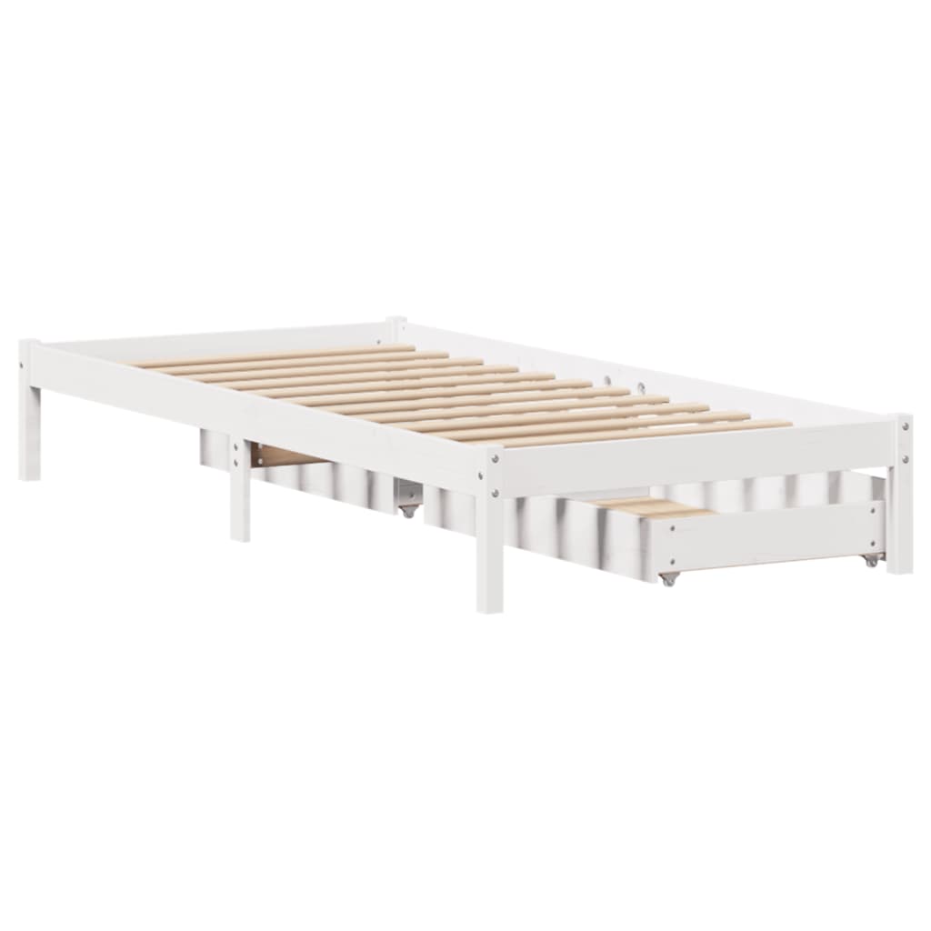 Bedframe zonder matras massief grenenhout wit 90x190 cm
