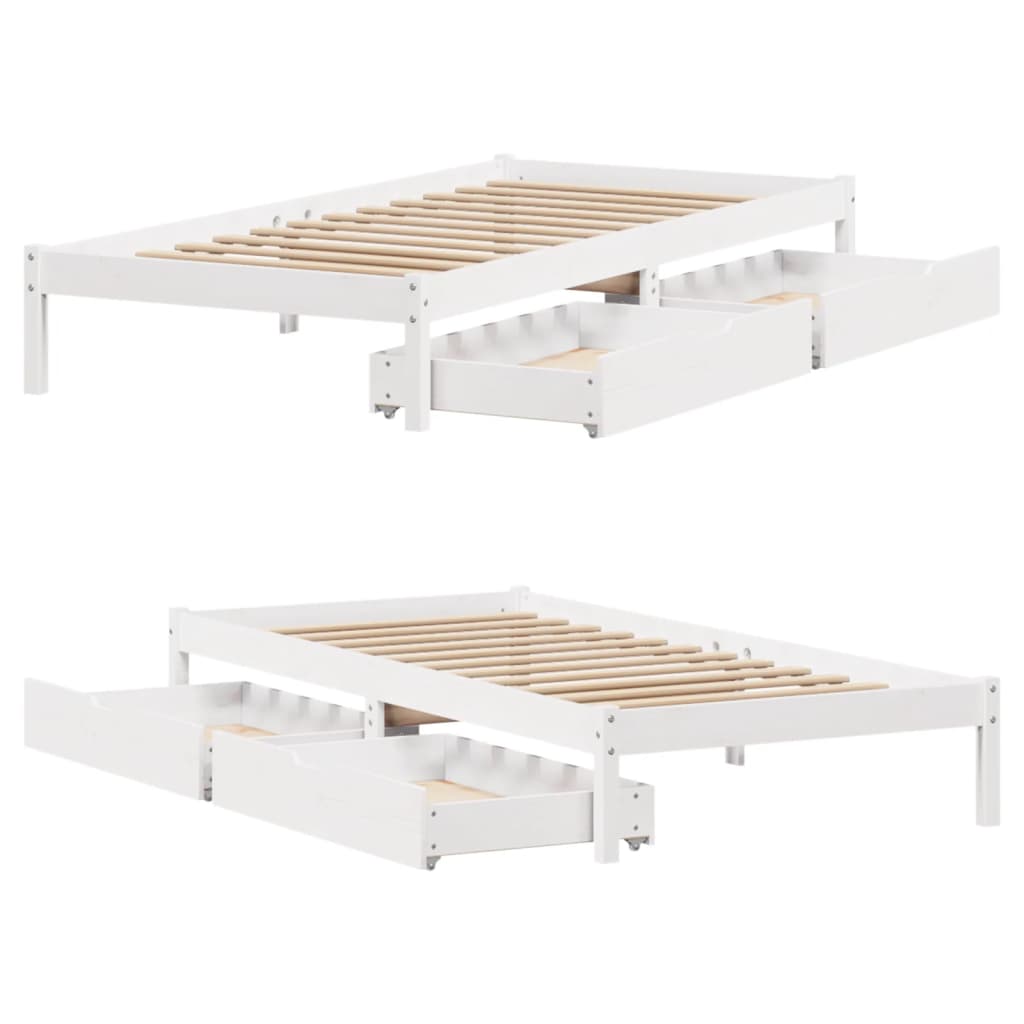 Bedframe zonder matras massief grenenhout wit 90x190 cm