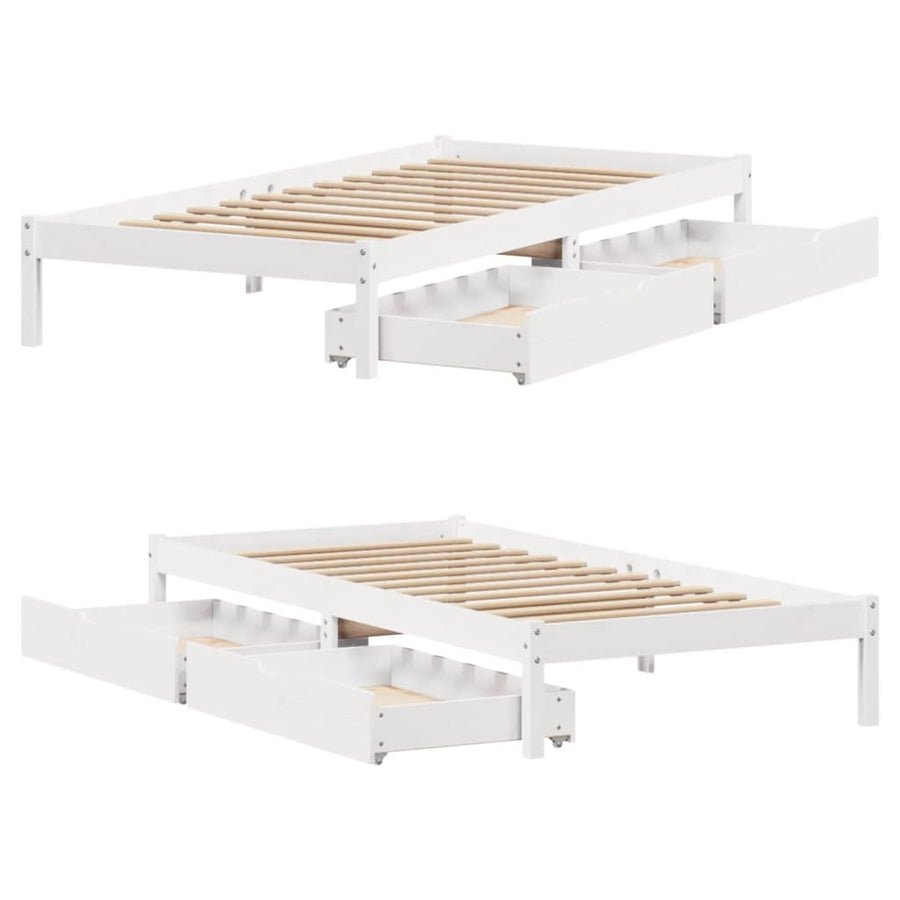 Bedframe zonder matras massief grenenhout wit 90x190 cm