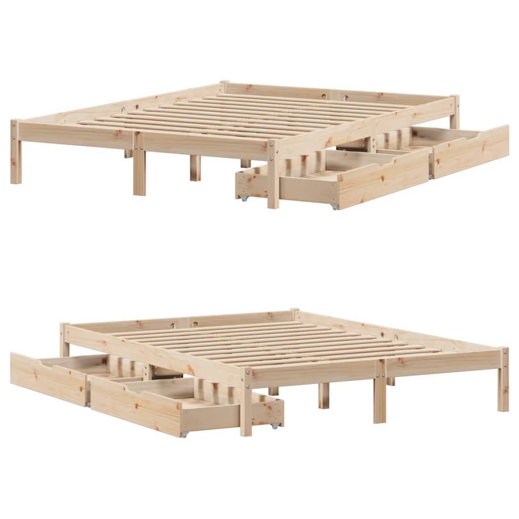 Bedframe zonder matras massief grenenhout 135x190 cm