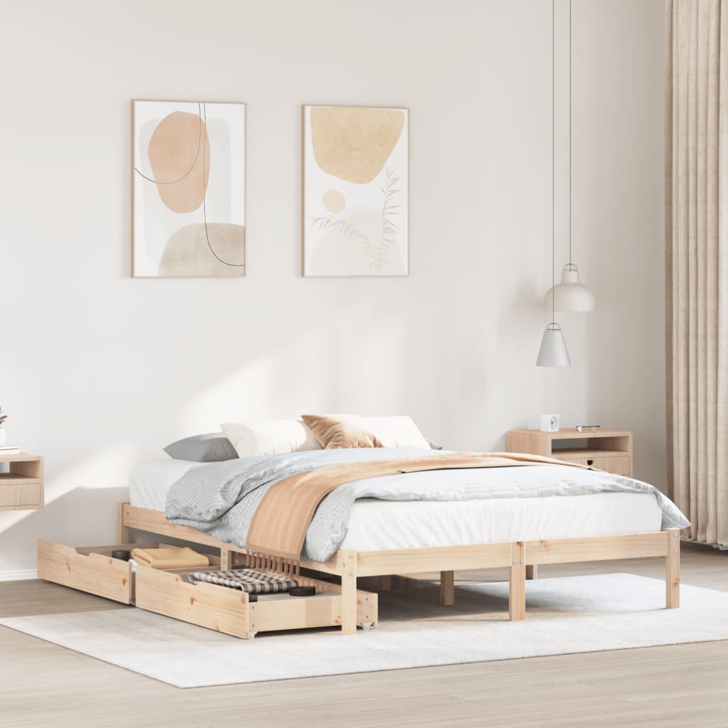 Bedframe zonder matras massief grenenhout 135x190 cm