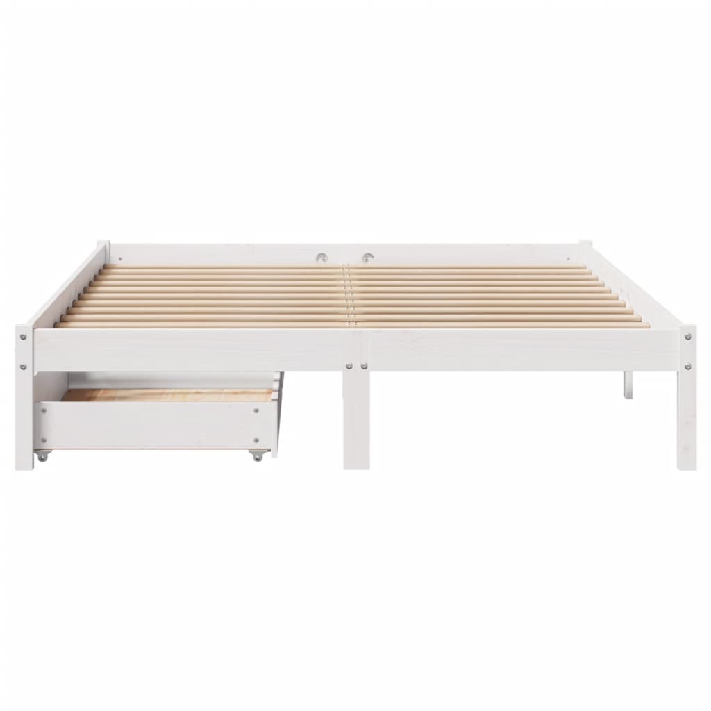 Bedframe zonder matras massief grenenhout wit 135x190 cm