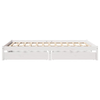 Bedframe zonder matras massief grenenhout wit 135x190 cm