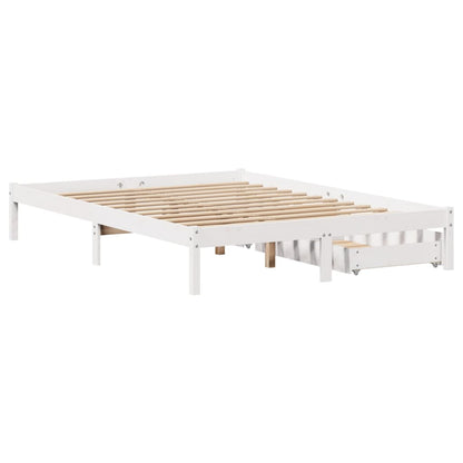 Bedframe zonder matras massief grenenhout wit 135x190 cm