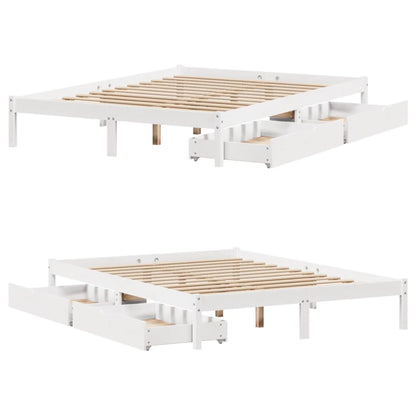 Bedframe zonder matras massief grenenhout wit 135x190 cm