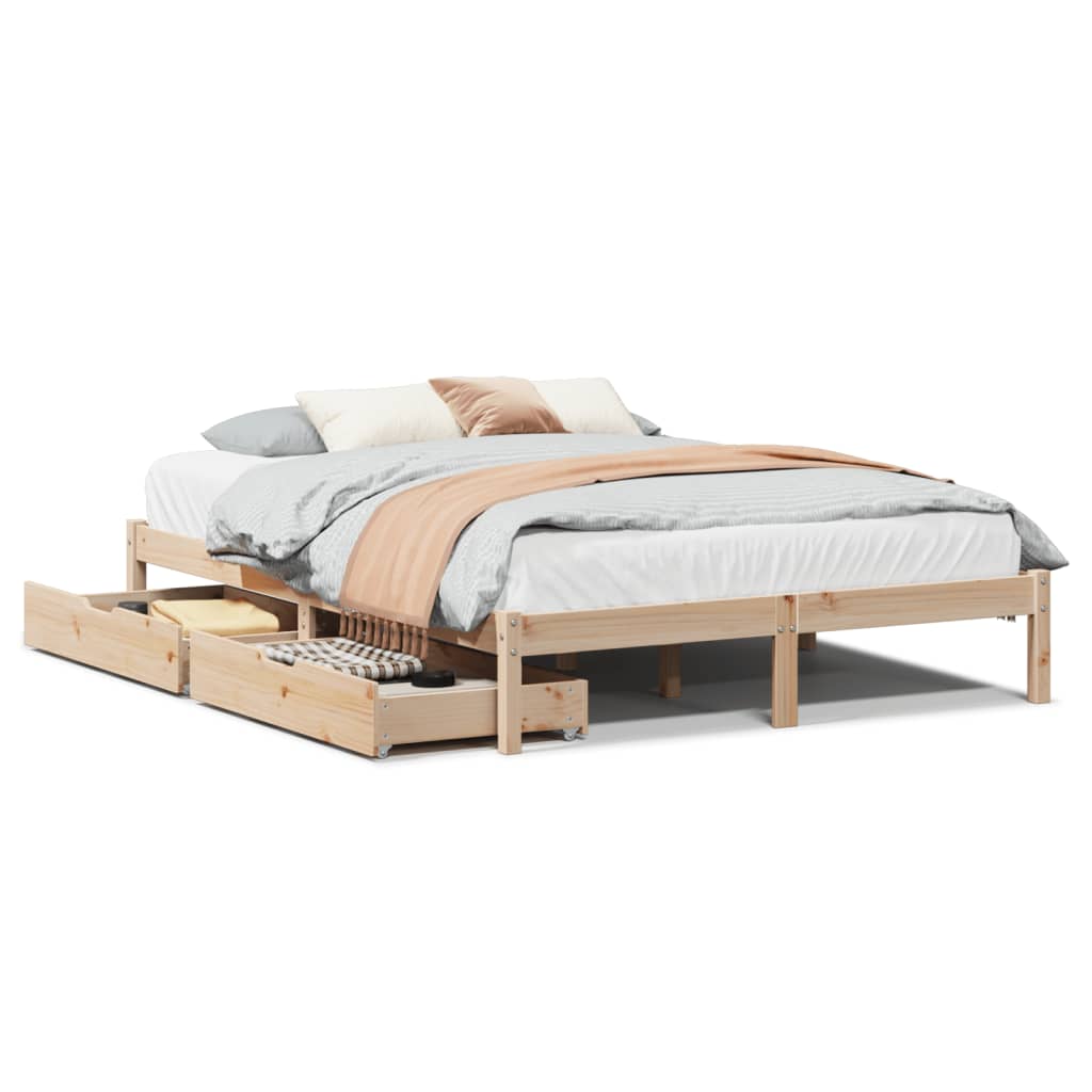 Bedframe zonder matras massief grenenhout 140x190 cm