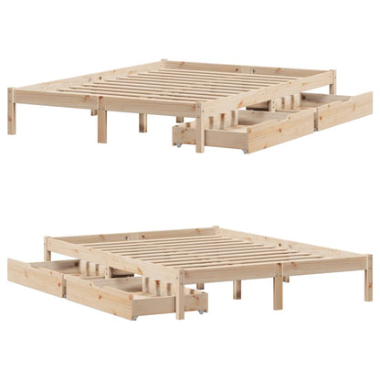 Bedframe zonder matras massief grenenhout 140x190 cm