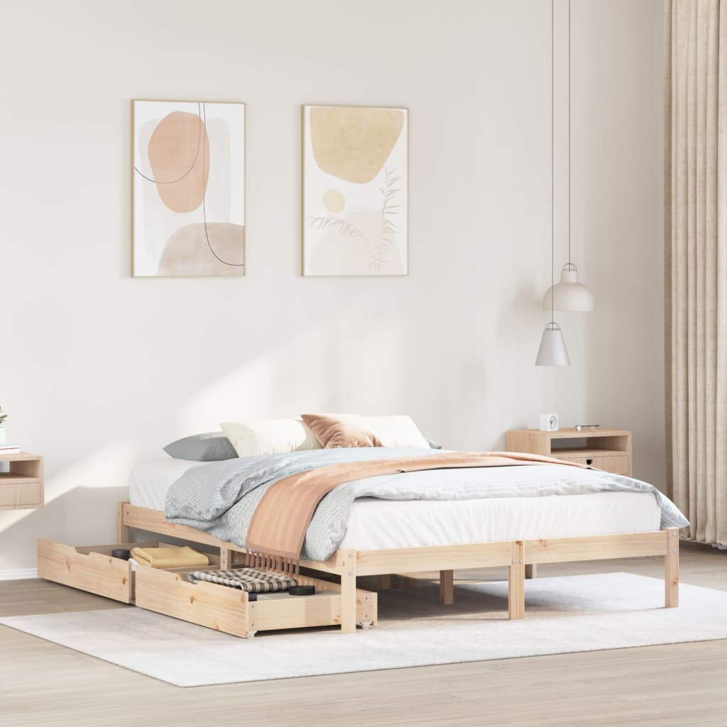 Bedframe zonder matras massief grenenhout 140x190 cm