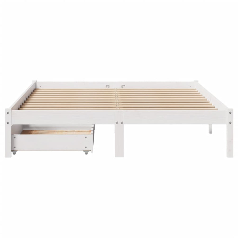 Bedframe zonder matras massief grenenhout wit 140x190 cm