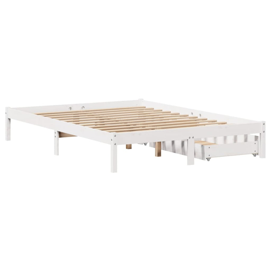 Bedframe zonder matras massief grenenhout wit 140x190 cm