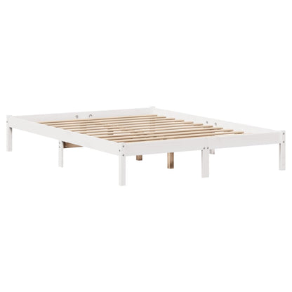 Bedframe zonder matras massief grenenhout wit 140x190 cm