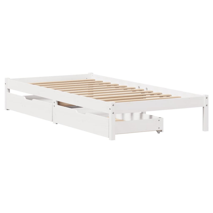 Bedframe zonder matras massief grenenhout wit 90x200 cm
