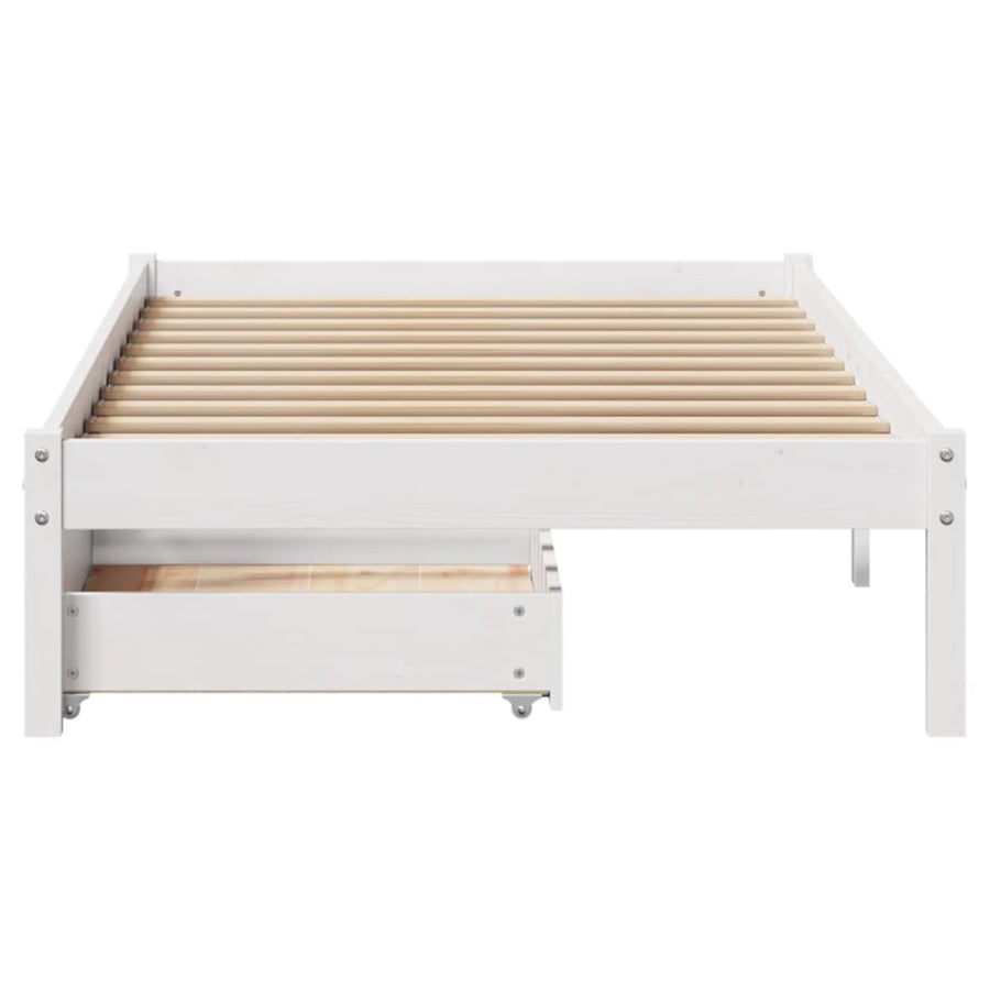 Bedframe zonder matras massief grenenhout wit 90x200 cm
