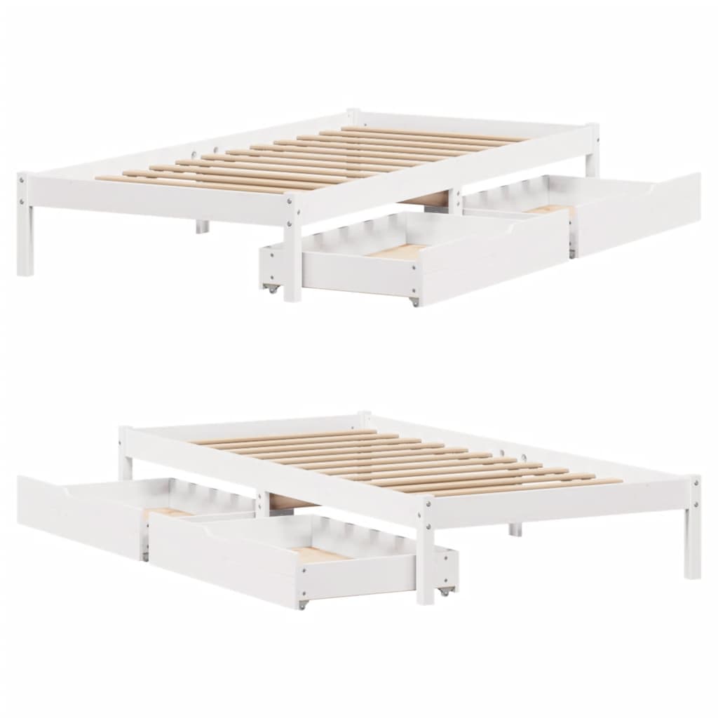 Bedframe zonder matras massief grenenhout wit 90x200 cm