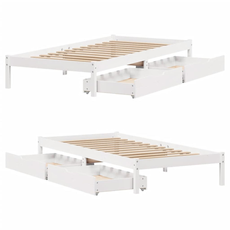 Bedframe zonder matras massief grenenhout wit 90x200 cm