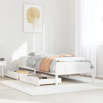 Bedframe zonder matras massief grenenhout wit 90x200 cm