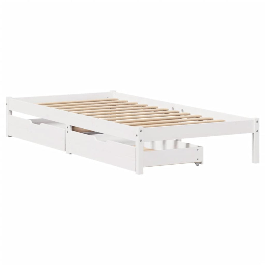 Bedframe zonder matras massief grenenhout wit 140x200 cm