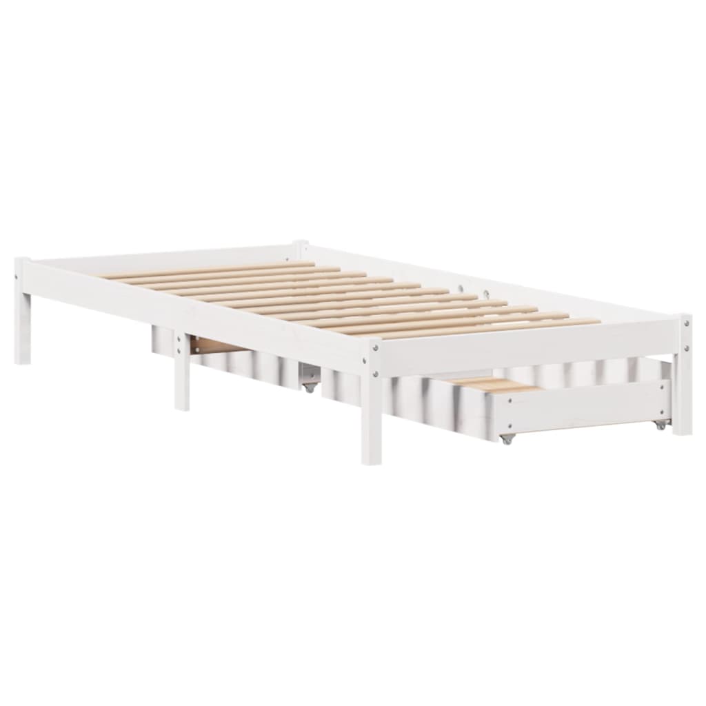 Bedframe zonder matras massief grenenhout wit 140x200 cm