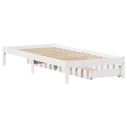 Bedframe zonder matras massief grenenhout wit 140x200 cm