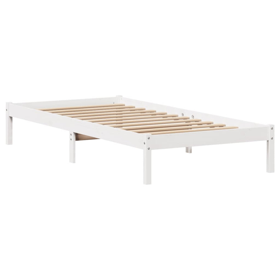 Bedframe zonder matras massief grenenhout wit 140x200 cm