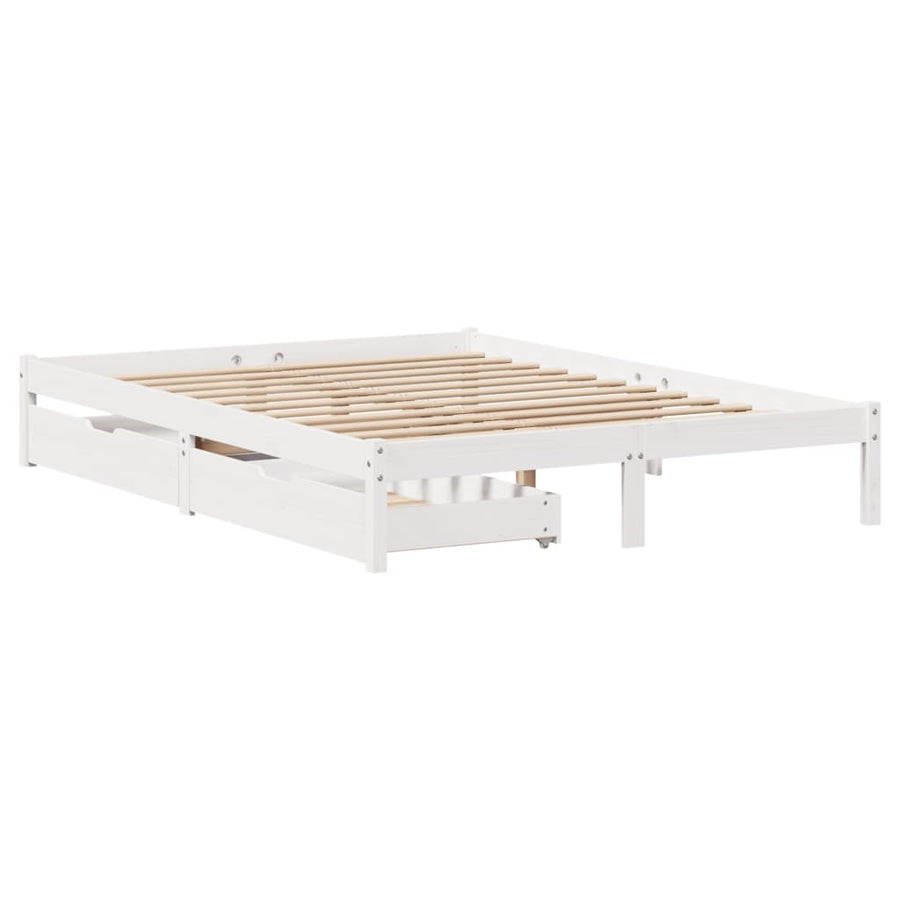 Bedframe zonder matras massief grenenhout wit 120x200 cm