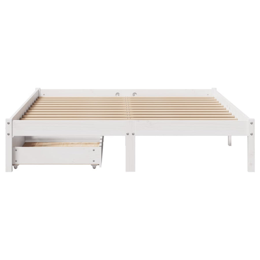 Bedframe zonder matras massief grenenhout wit 120x200 cm