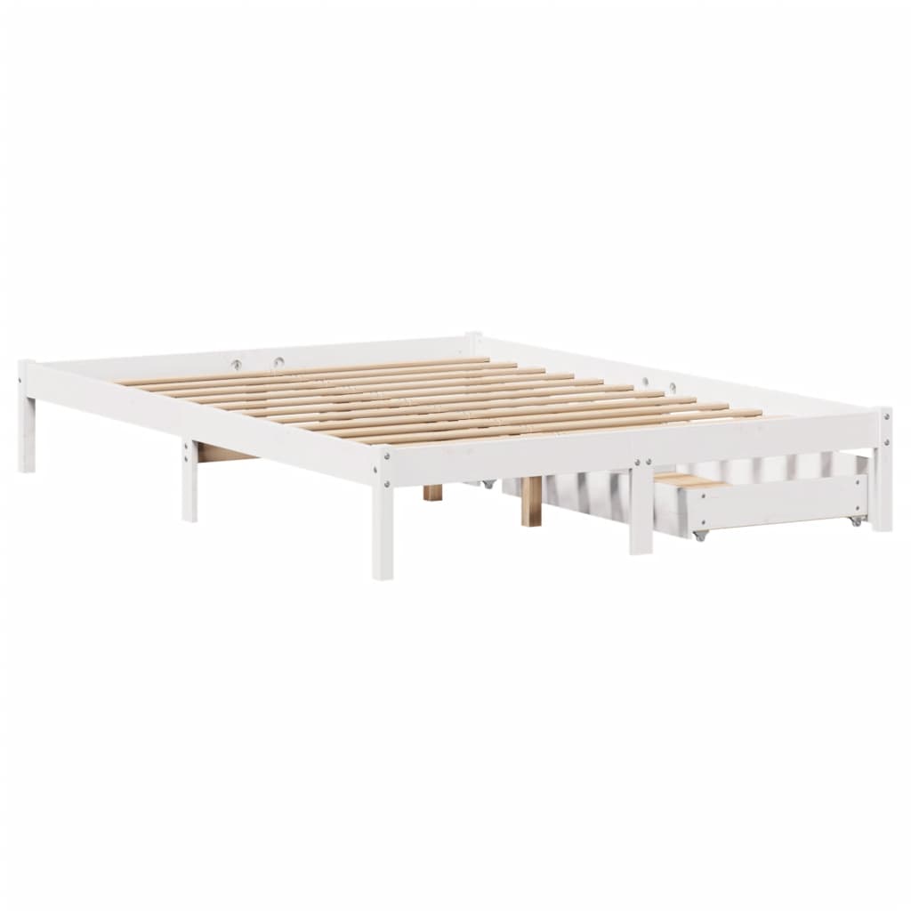 Bedframe zonder matras massief grenenhout wit 120x200 cm