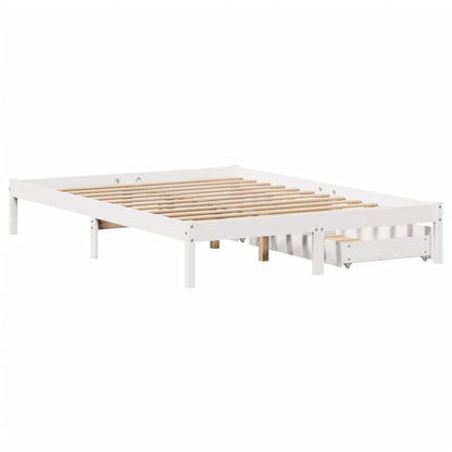 Bedframe zonder matras massief grenenhout wit 120x200 cm