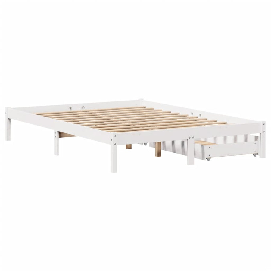 Bedframe zonder matras massief grenenhout wit 120x200 cm