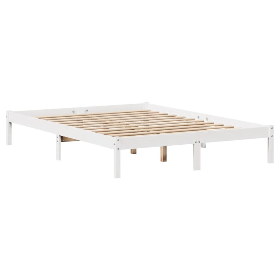 Bedframe zonder matras massief grenenhout wit 120x200 cm