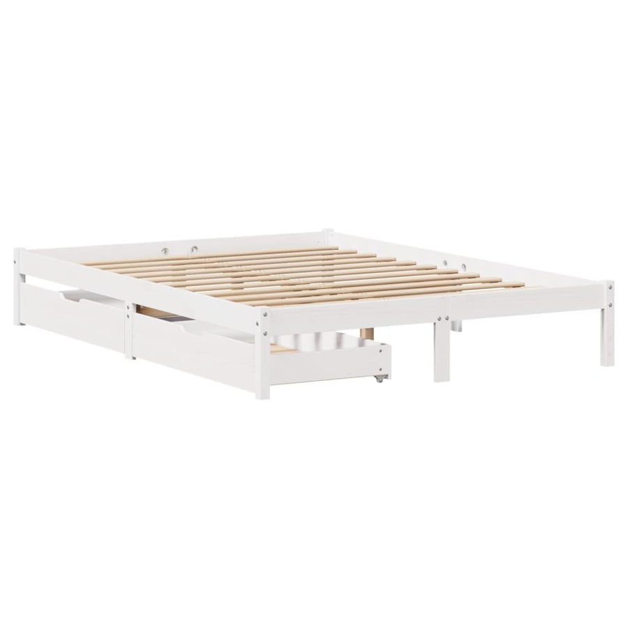 Bedframe zonder matras massief grenenhout wit 140x200 cm