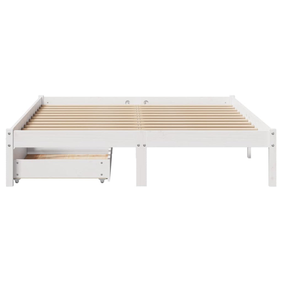 Bedframe zonder matras massief grenenhout wit 150x200 cm